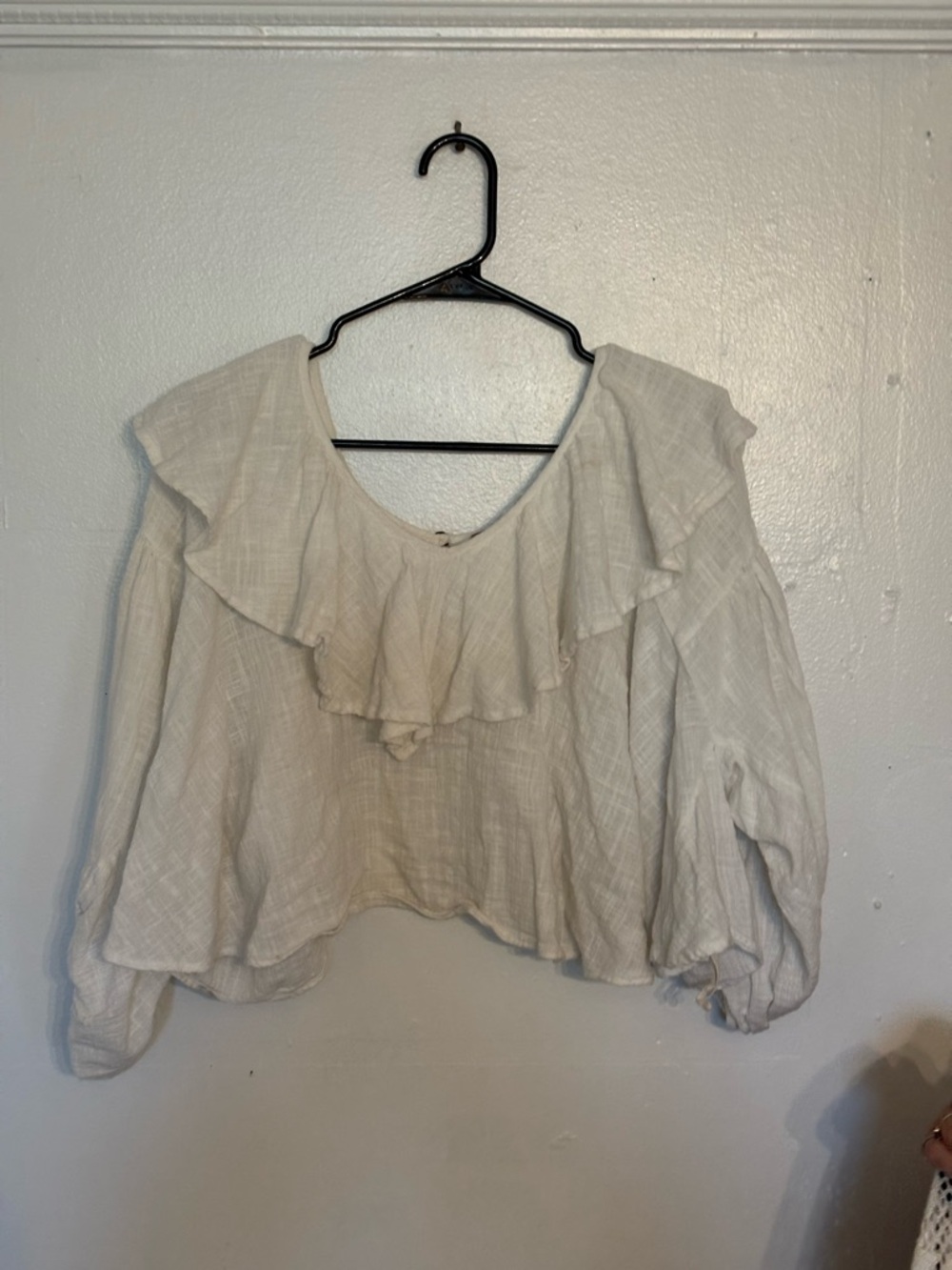 Women’s Free people White Ruffle-Trim Peasant Top